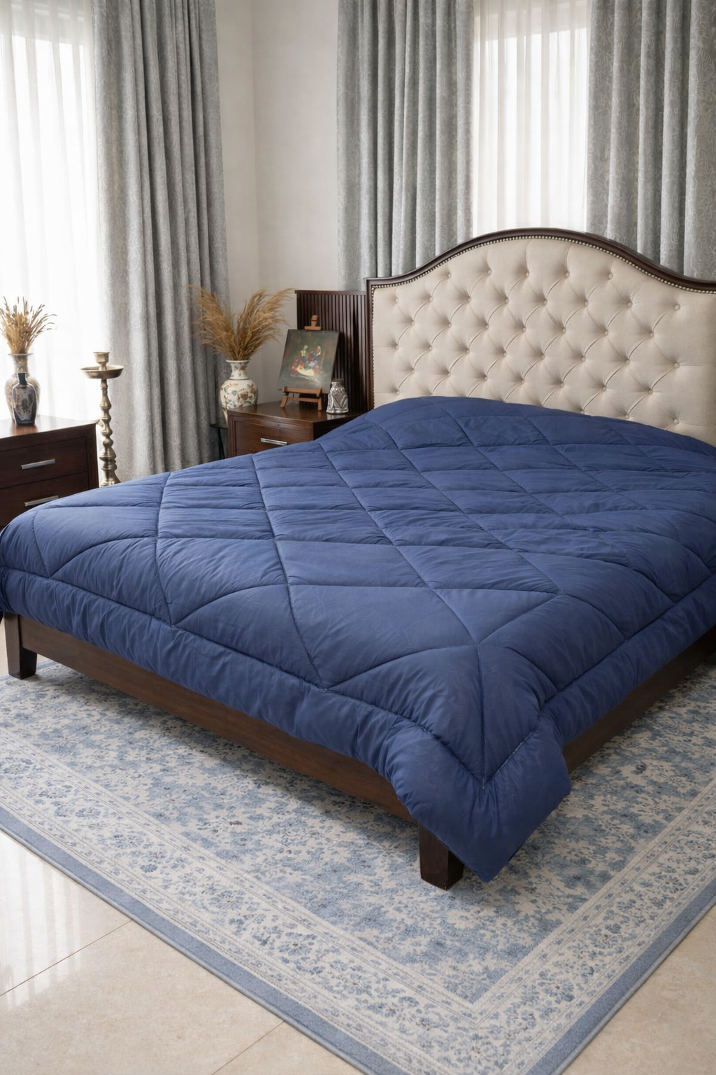 Premium Ultra-Soft Quilted Comforter 1pc - Navy Blue