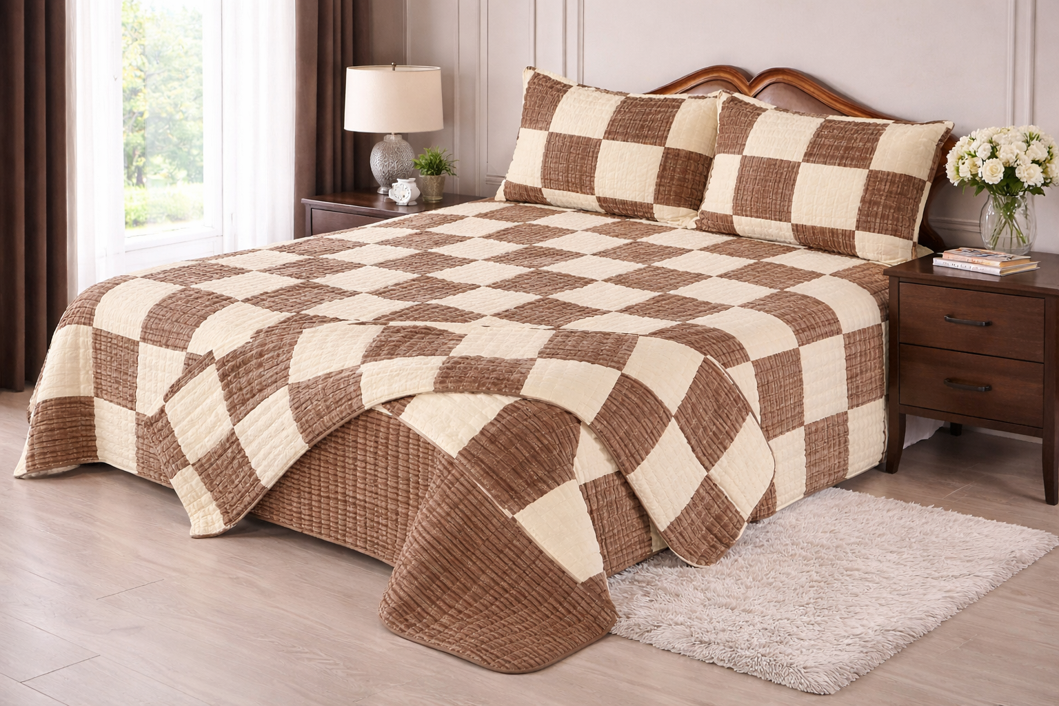 Flannel China Comforter 4pc - Bronze
