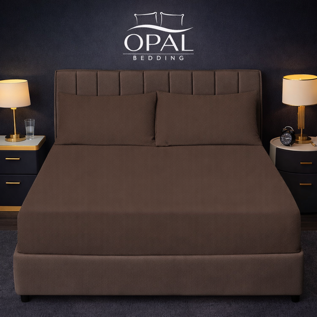 Chocolate Stripe Satin Cotton Fitted Bedsheet - King Size