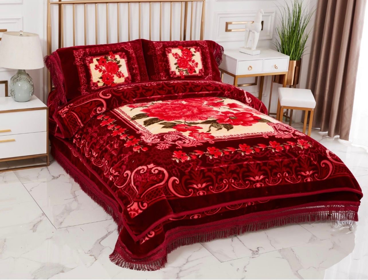 Sweet Dream Cloudy 4pcs Bed-Set - Maroon