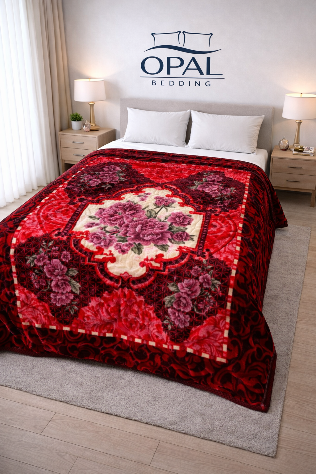 Climax Cloudy Bed Blanket - Deep Maroon Red