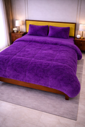Premium Shaggy Fur 4-Piece Bed Set - Royal Purple