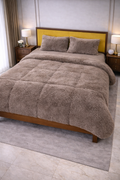 Premium Shaggy Fur 4-Piece Bed Set - Skin Brown