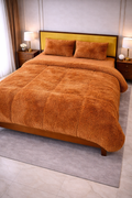 Premium Shaggy Fur 4-Piece Bed Set - Burnt Orange